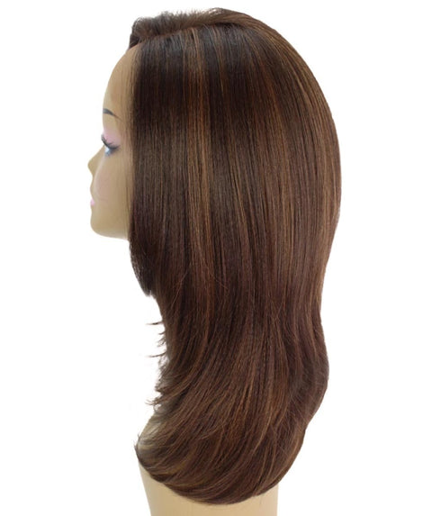 Valona Brown with Caramel Curved Ends Lace Wig