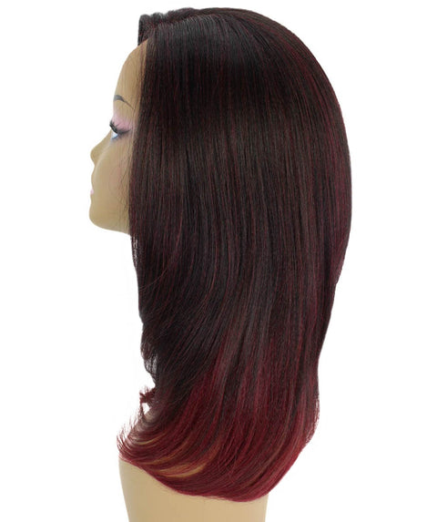 Valona Deep Red Over Medium Red Curved Ends Lace Wig
