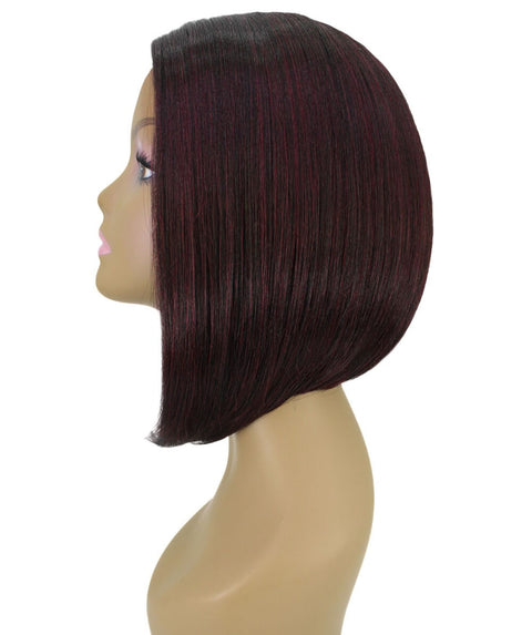 Cerosa Deep Red and Black Blend Long Bob Lace Wig