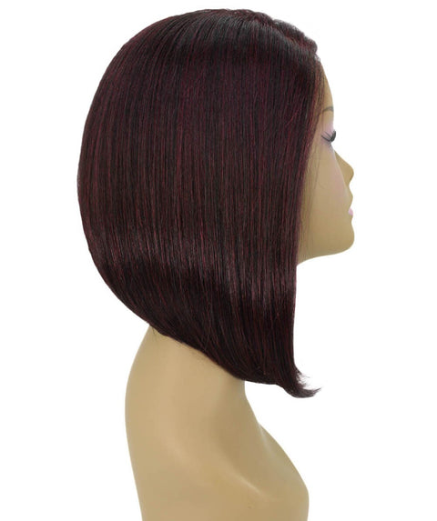 Cerosa Deep Red and Black Blend Long Bob Lace Wig