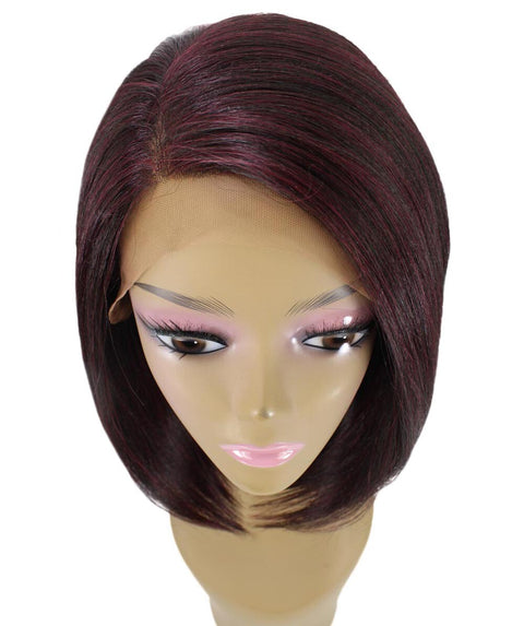 Cerosa Deep Red and Black Blend Long Bob Lace Wig