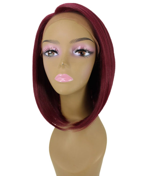 Cerosa Deep Red Long Bob Lace Wig