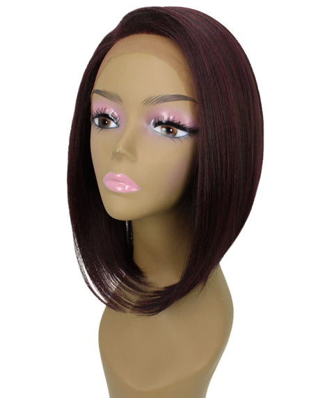 Cerosa Medium Red and Black Blend Long Bob Lace Wig