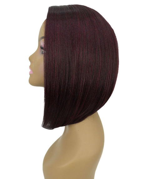 Cerosa Medium Red and Black Blend Long Bob Lace Wig