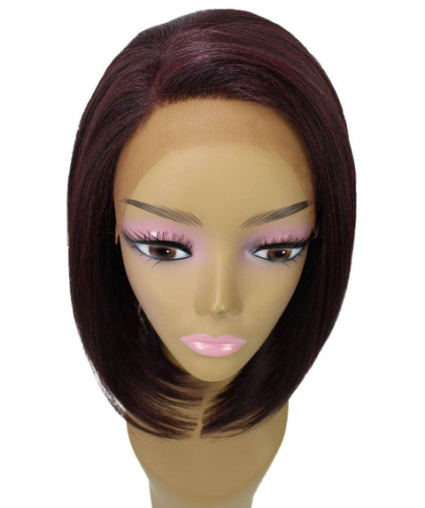 Cerosa Medium Red and Black Blend Long Bob Lace Wig