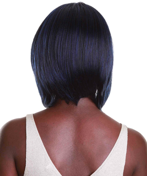 Cerosa Blue and Black Blend Long Bob Lace Wig