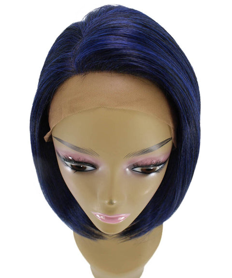 Cerosa Blue and Black Blend Long Bob Lace Wig