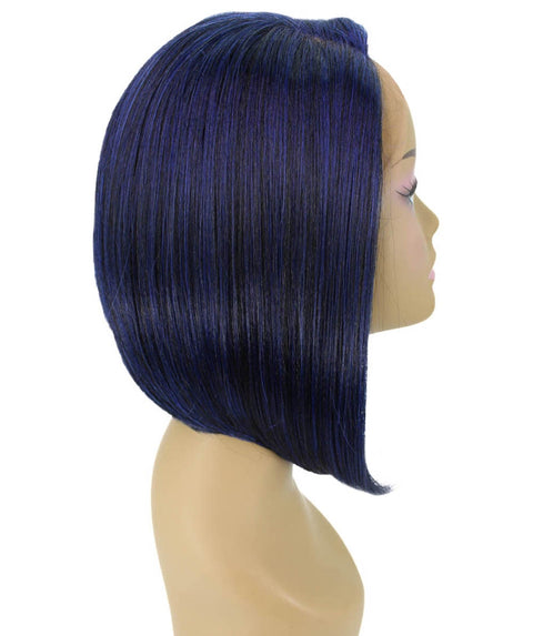 Cerosa Blue and Black Blend Long Bob Lace Wig