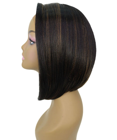 Cerosa Black with Golden Long Bob Lace Wig