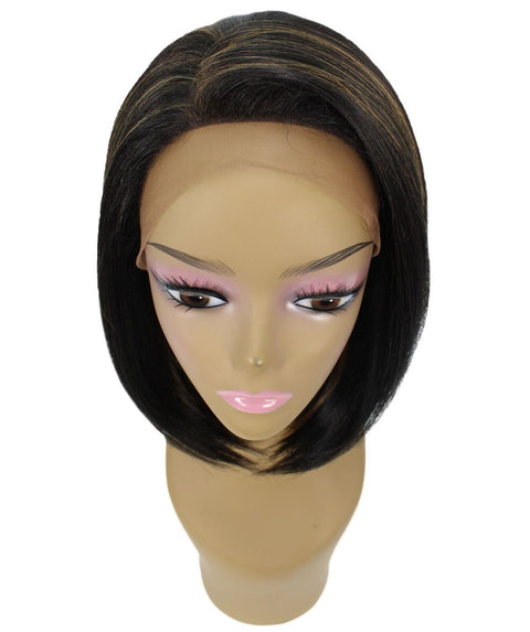 Cerosa Black with Golden Long Bob Lace Wig
