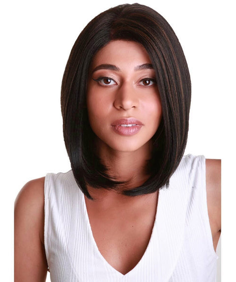 Cerosa Black with Caramel Long Bob Lace Wig
