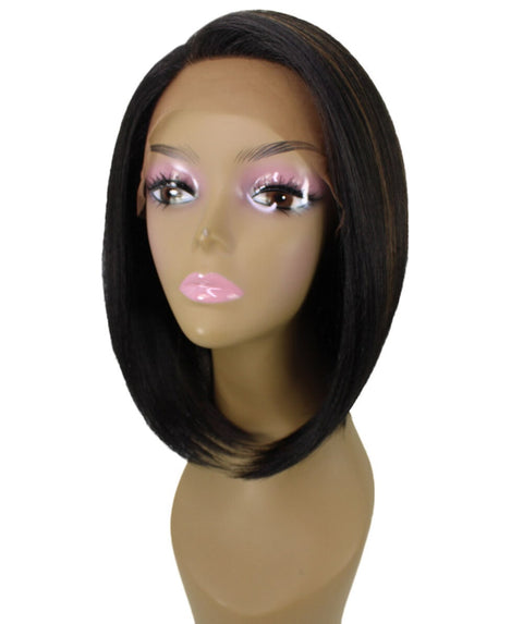 Cerosa Black with Caramel Long Bob Lace Wig