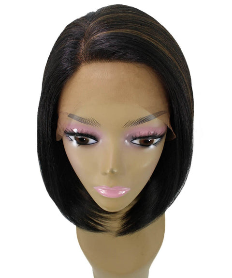 Cerosa Black with Caramel Long Bob Lace Wig