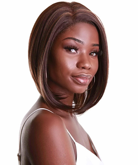 Cerosa Brown with Golden Long Bob Lace Wig