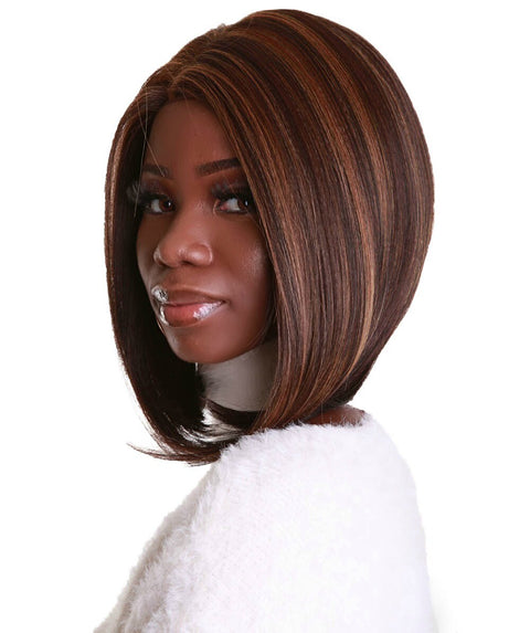 Cerosa Carmel Brown Blend Long Bob Lace Wig