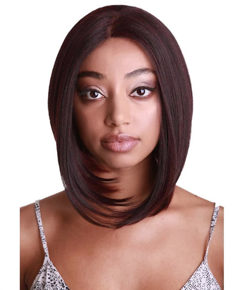 Cerosa Deep Red Over Medium Red Long Bob Lace Wig