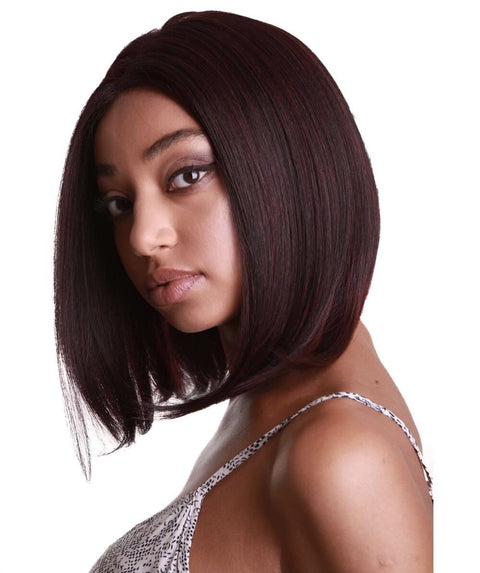 Cerosa Deep Red Over Medium Red Long Bob Lace Wig