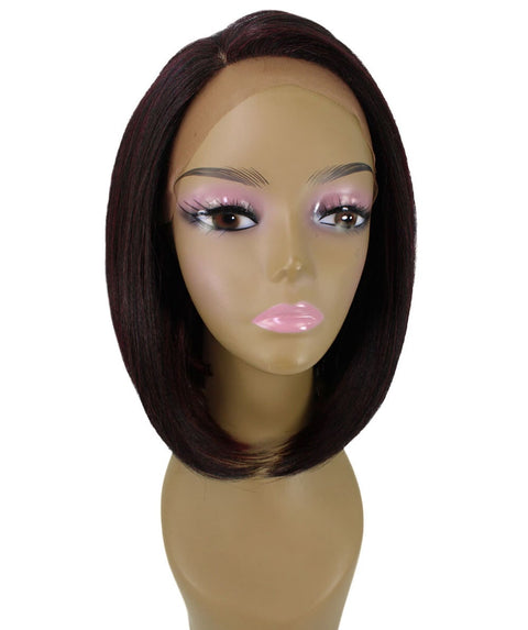 Cerosa Deep Red Over Medium Red Long Bob Lace Wig