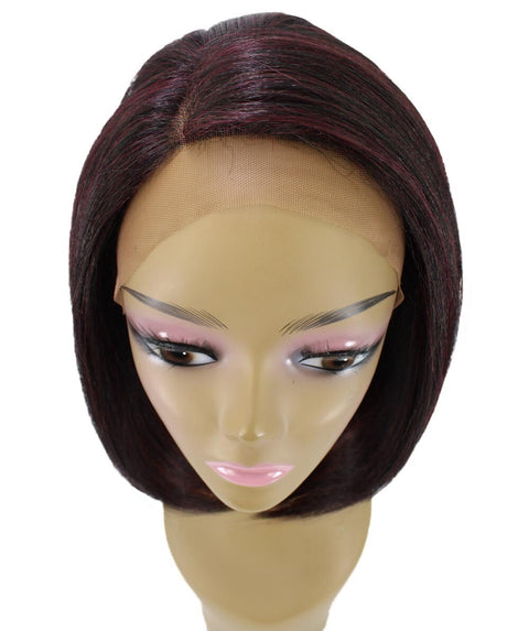 Cerosa Deep Red Over Medium Red Long Bob Lace Wig