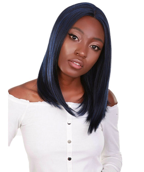 Nandi Blue and Black Blend Bob Lace Wig