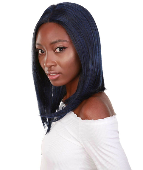 Nandi Blue and Black Blend Bob Lace Wig