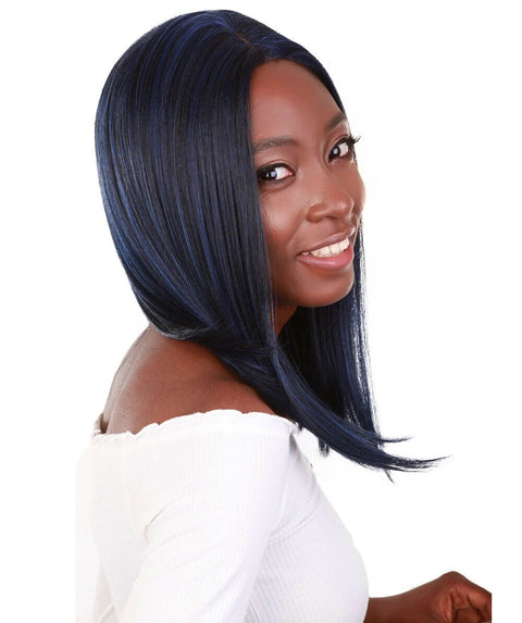 Nandi Blue and Black Blend Bob Lace Wig