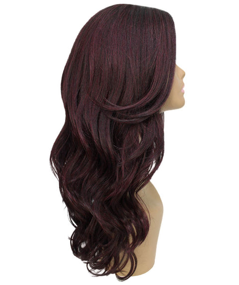 Cleo Deep Red and Black Blend Layered Lace Front Wig