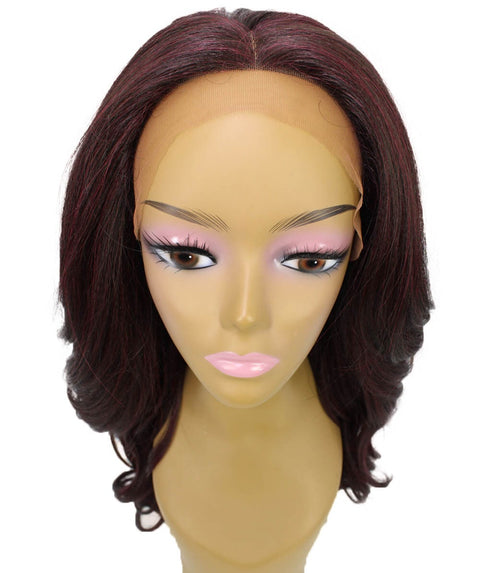 Cleo Medium Red and Black Blend Layered Lace Front Wig