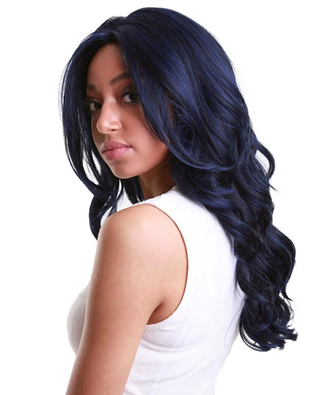 Cleo Blue and Black Blend Layered Lace Front Wig