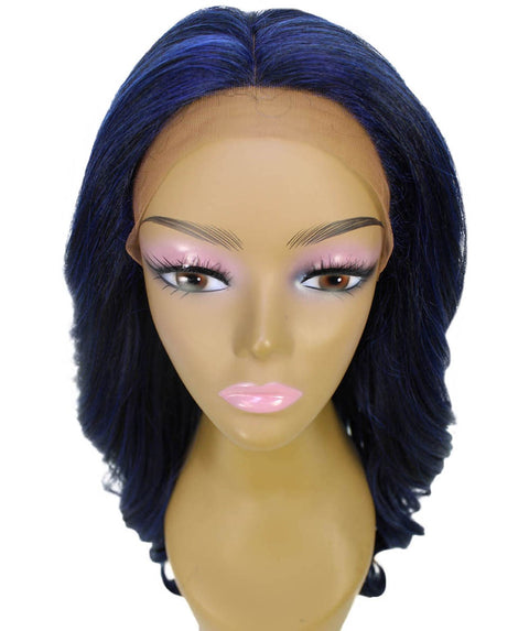 Cleo Blue and Black Blend Layered Lace Front Wig