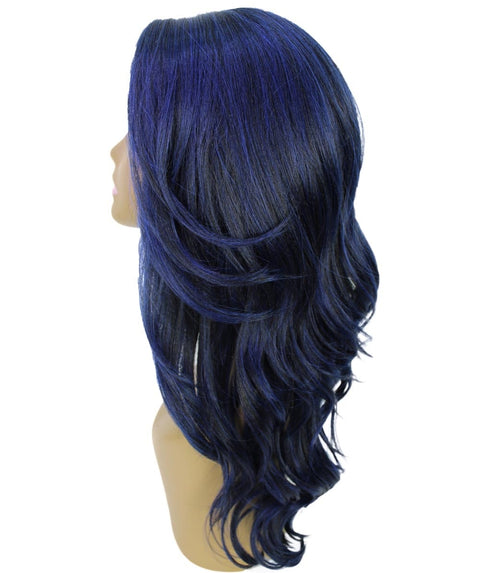 Cleo Blue and Black Blend Layered Lace Front Wig