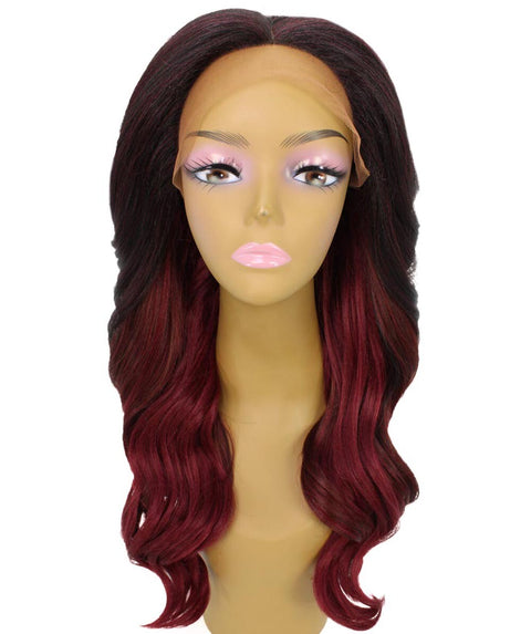 Cleo Deep Red Over Medium Red Layered Lace Front Wig