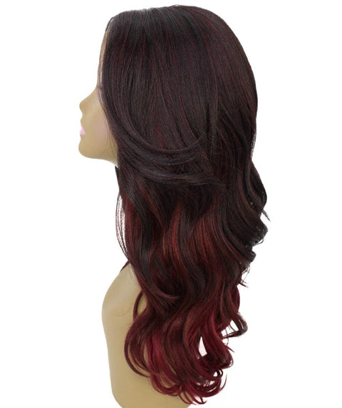 Cleo Deep Red Over Medium Red Layered Lace Front Wig