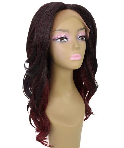 Cleo Deep Red Over Medium Red Layered Lace Front Wig