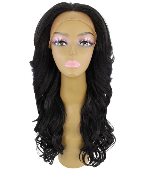 Yenne Natural Black Wavy Layered Lace Front Wig