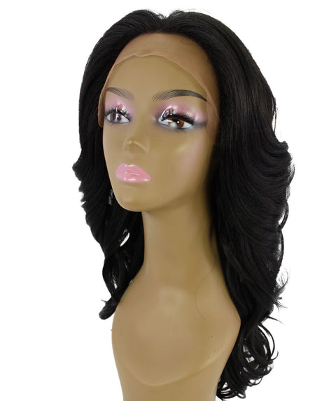 Yenne Natural Black Wavy Layered Lace Front Wig