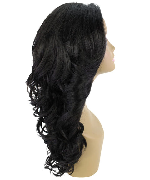 Yenne Natural Black Wavy Layered Lace Front Wig