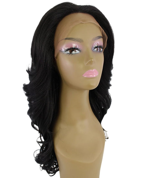 Yenne Natural Black Wavy Layered Lace Front Wig