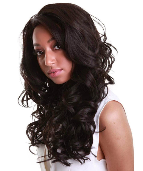 Yenne Dark Brown Wavy Layered Lace Front Wig