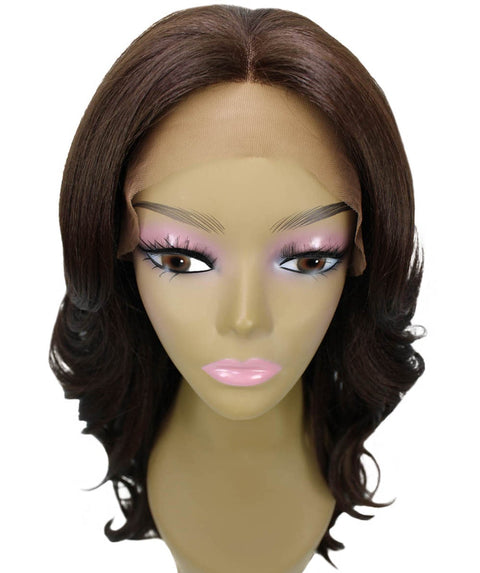 Yenne Dark Brown Wavy Layered Lace Front Wig