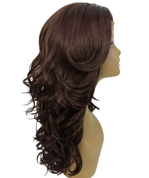 Yenne Medium Brown Wavy Layered Lace Front Wig