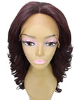 Yenne Deep Red and Black Blend Wavy Layered Lace Front Wig