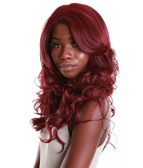 Yenne Deep Red Wavy Layered Lace Front Wig