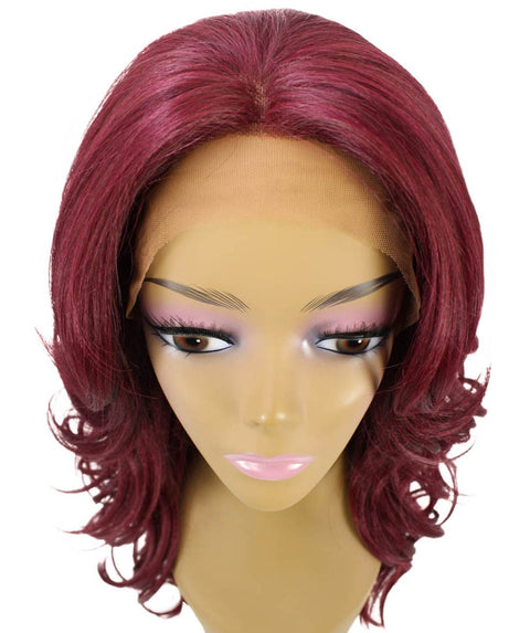 Yenne Deep Red Wavy Layered Lace Front Wig