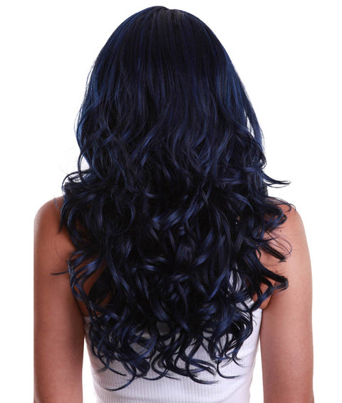 Yenne Blue and Black Blend Wavy Layered Lace Front Wig