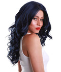 Yenne Blue and Black Blend Wavy Layered Lace Front Wig