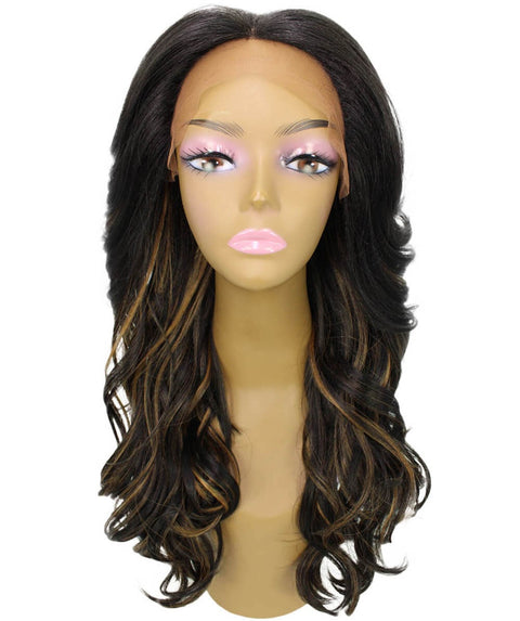 Yenne Black with Golden Wavy Layered Lace Front Wig