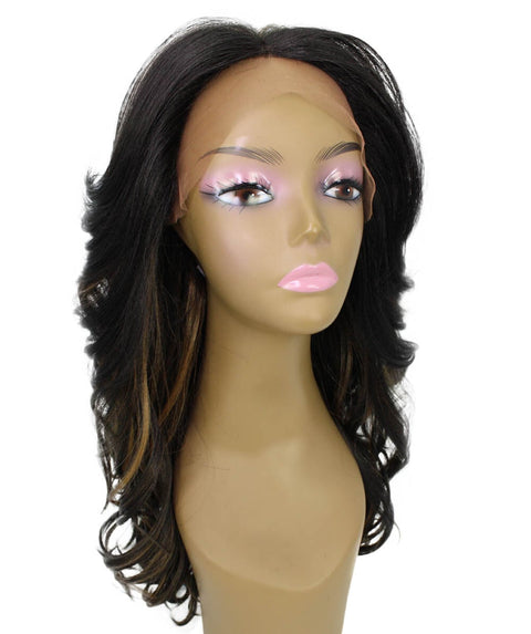 Yenne Black with Golden Wavy Layered Lace Front Wig