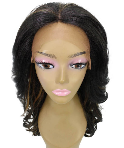Yenne Black with Golden Wavy Layered Lace Front Wig