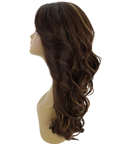 Yenne Brown with Golden Wavy Layered Lace Front Wig